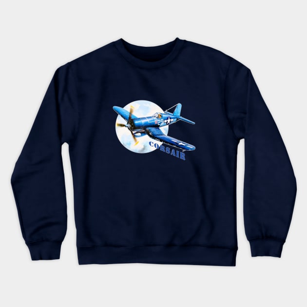 Vought F4U Corsair WW2 American Fighter Crewneck Sweatshirt by Jose Luiz Filho